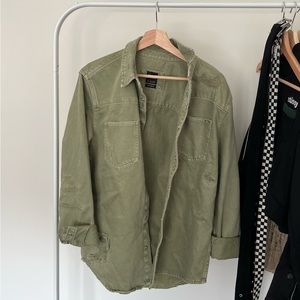 zara oversized denim jacket in green